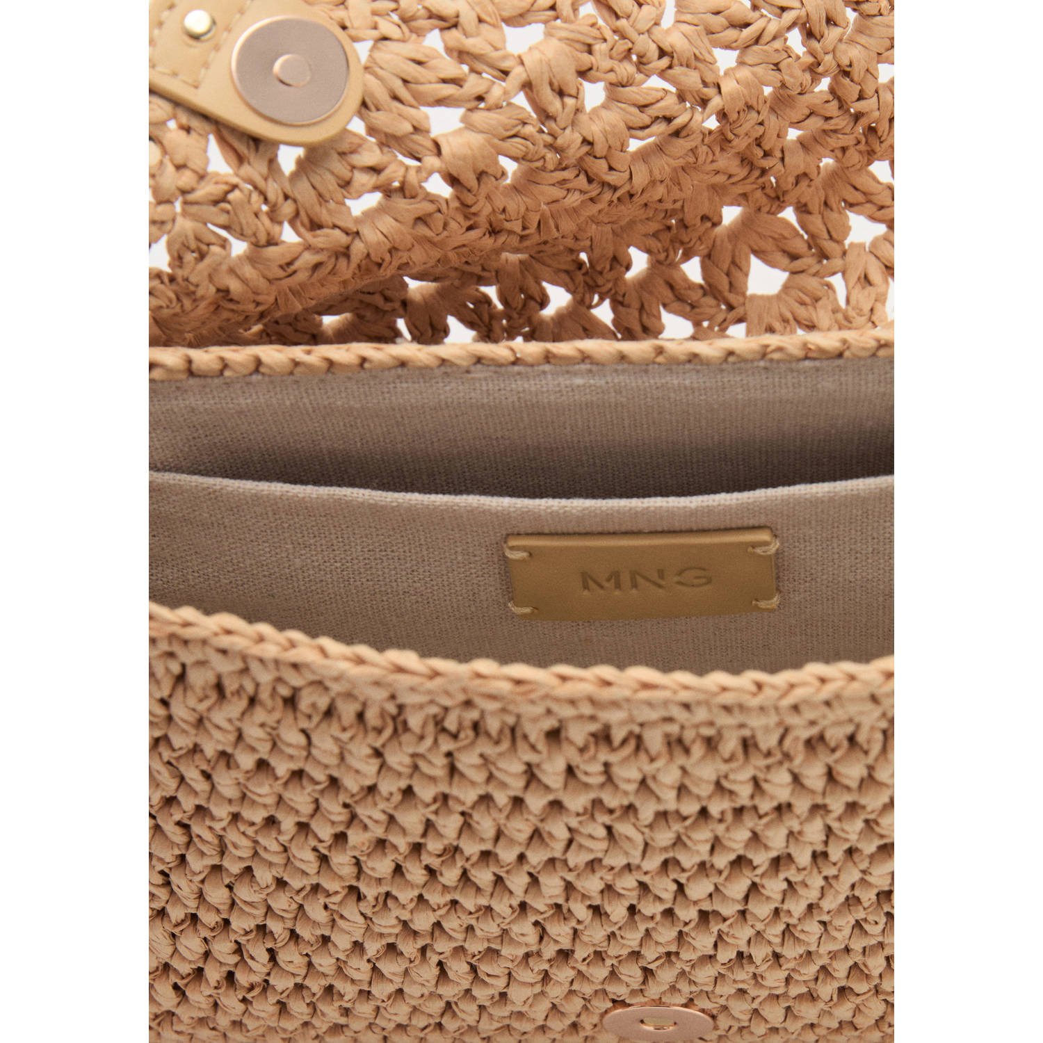 Mango raffia crossbody tas naturel