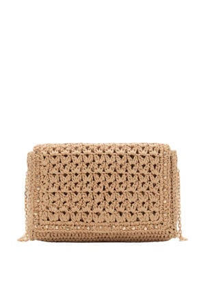 raffia crossbody tas naturel
