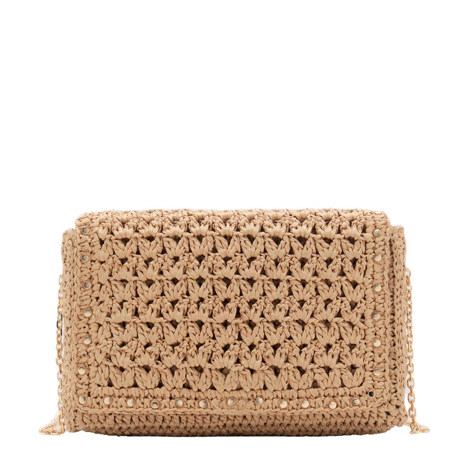 Mango raffia crossbody tas naturel