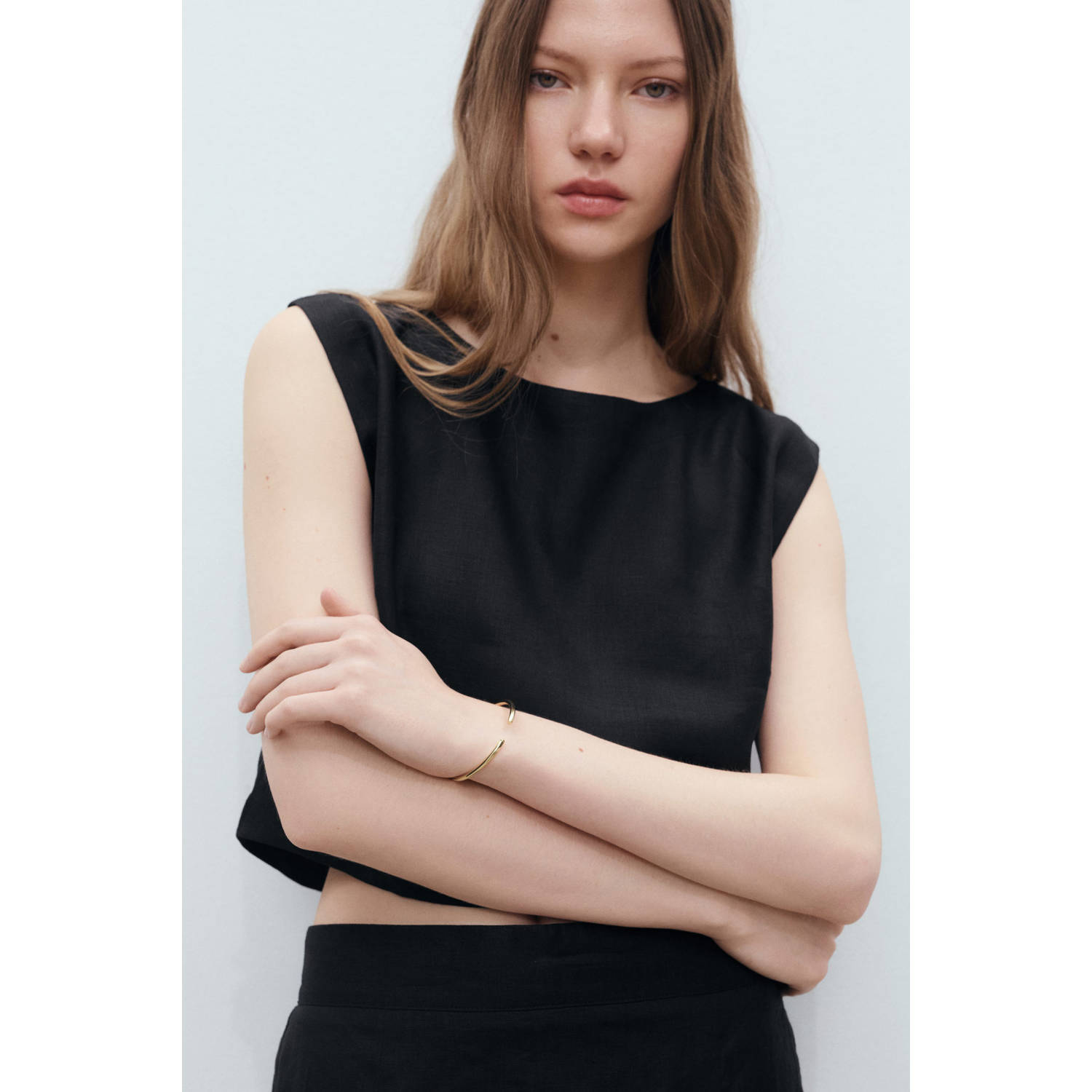 Mango linnen top zwart