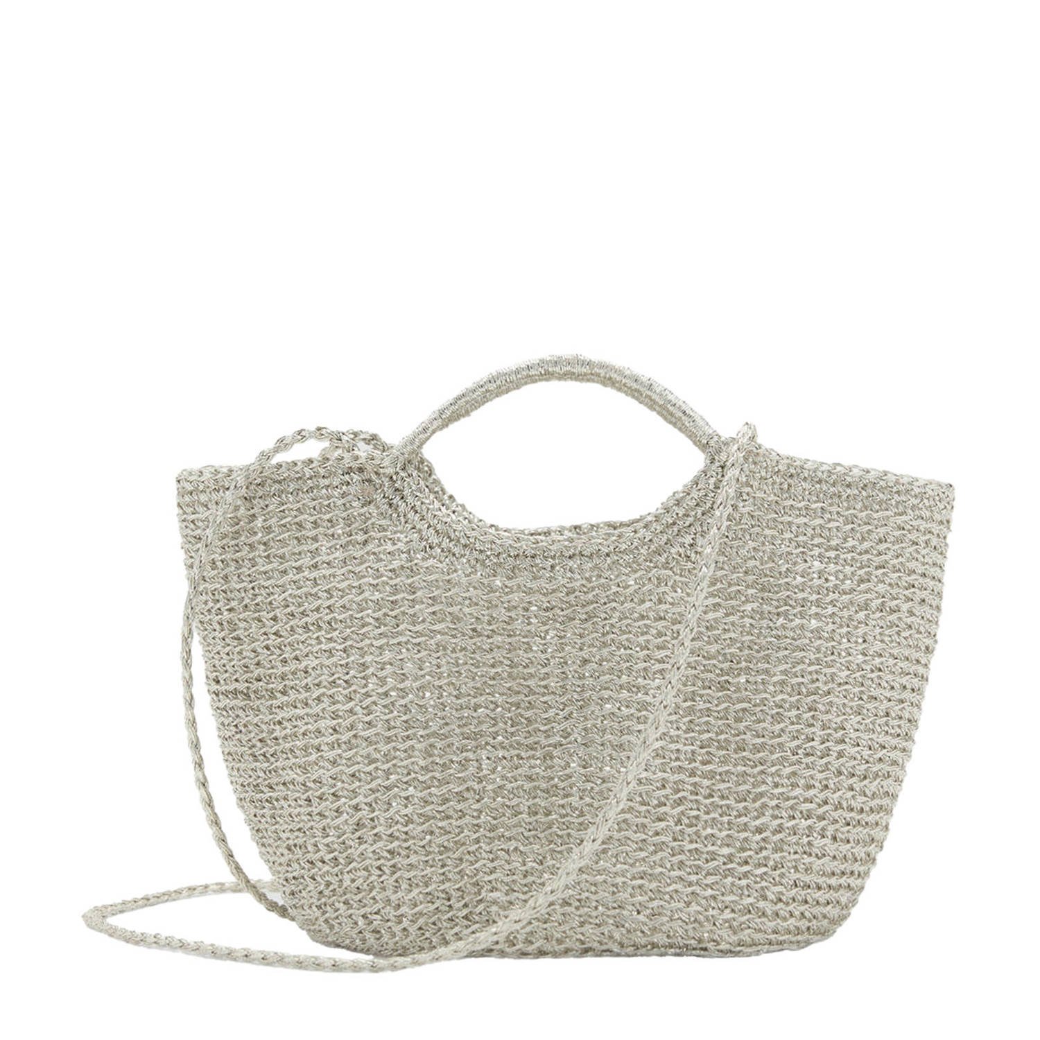 Mango mini handtas zilverkleurig