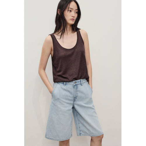 Mango denim wide leg regular waist short light blue denim afbeelding