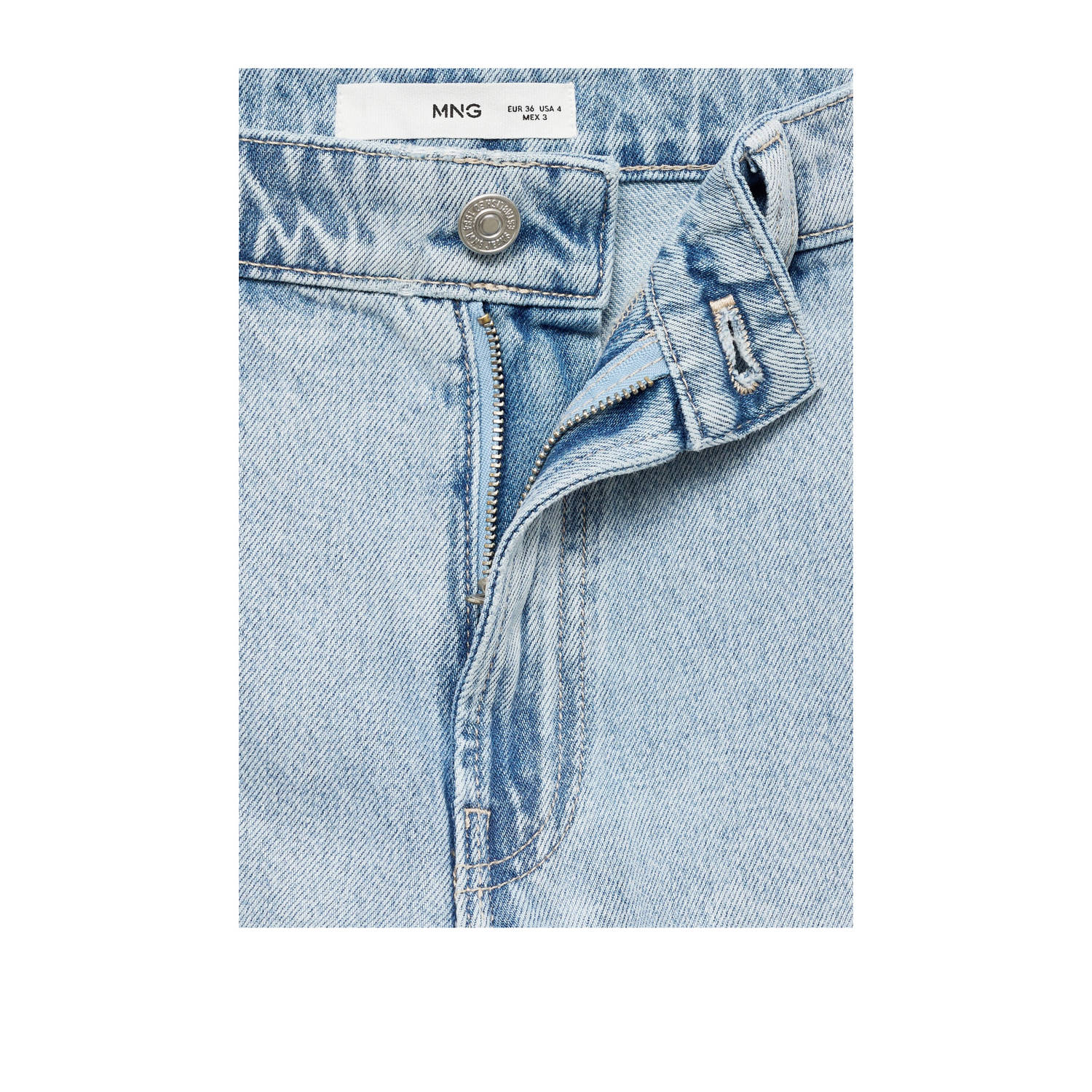 Mango denim wide leg regular waist short light blue denim