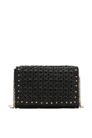  raffia crossbody tas zwart