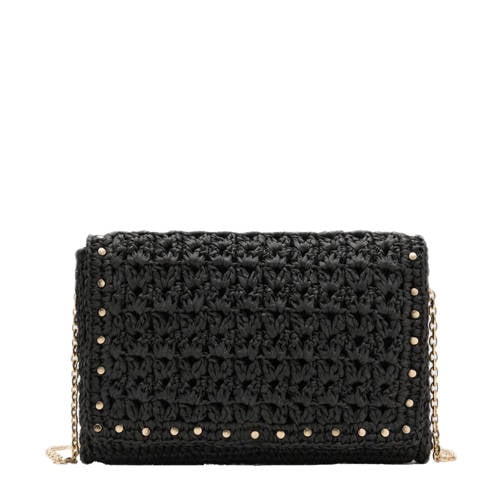 Mango raffia crossbody tas zwart afbeelding