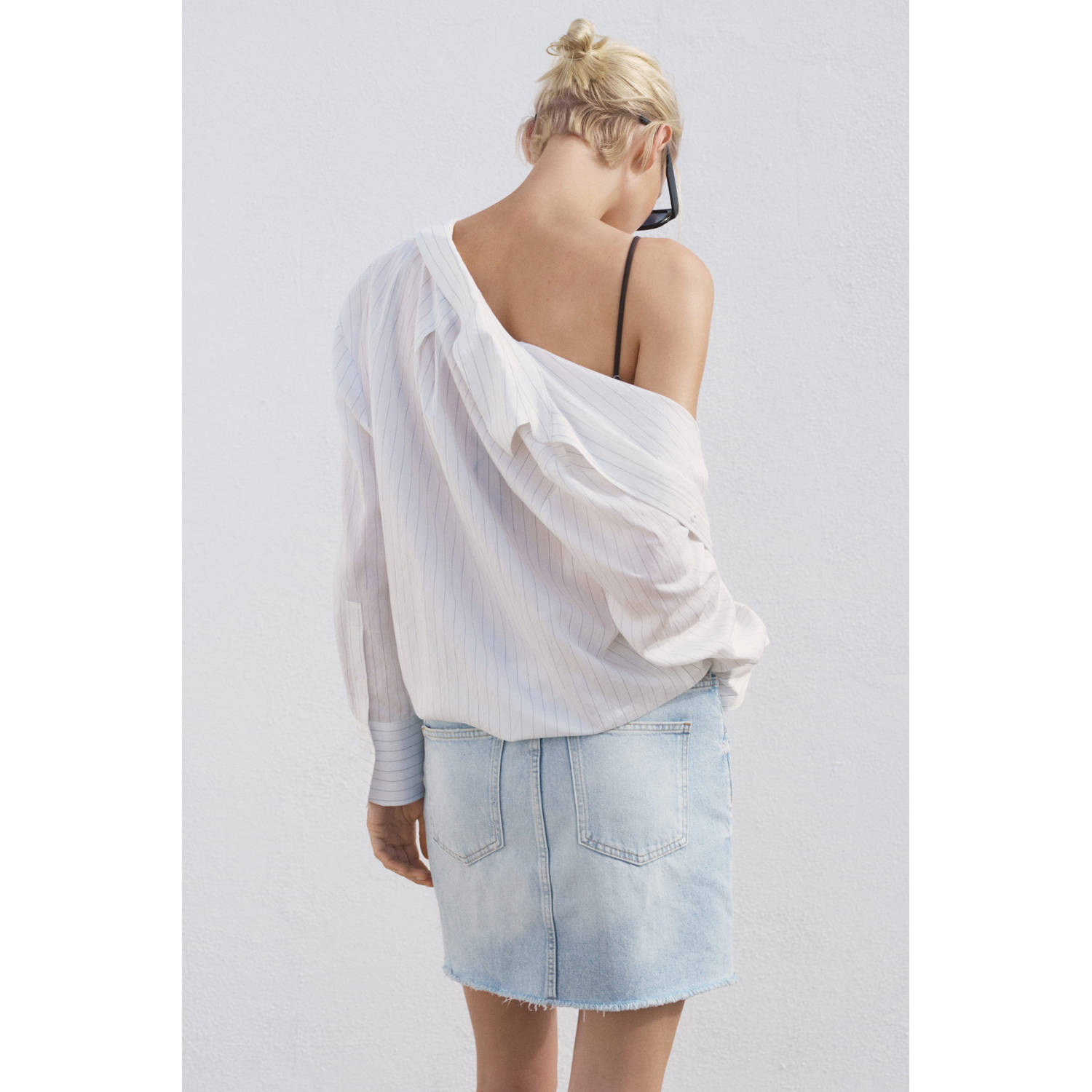 Mango denim spijkerrok light blue denim
