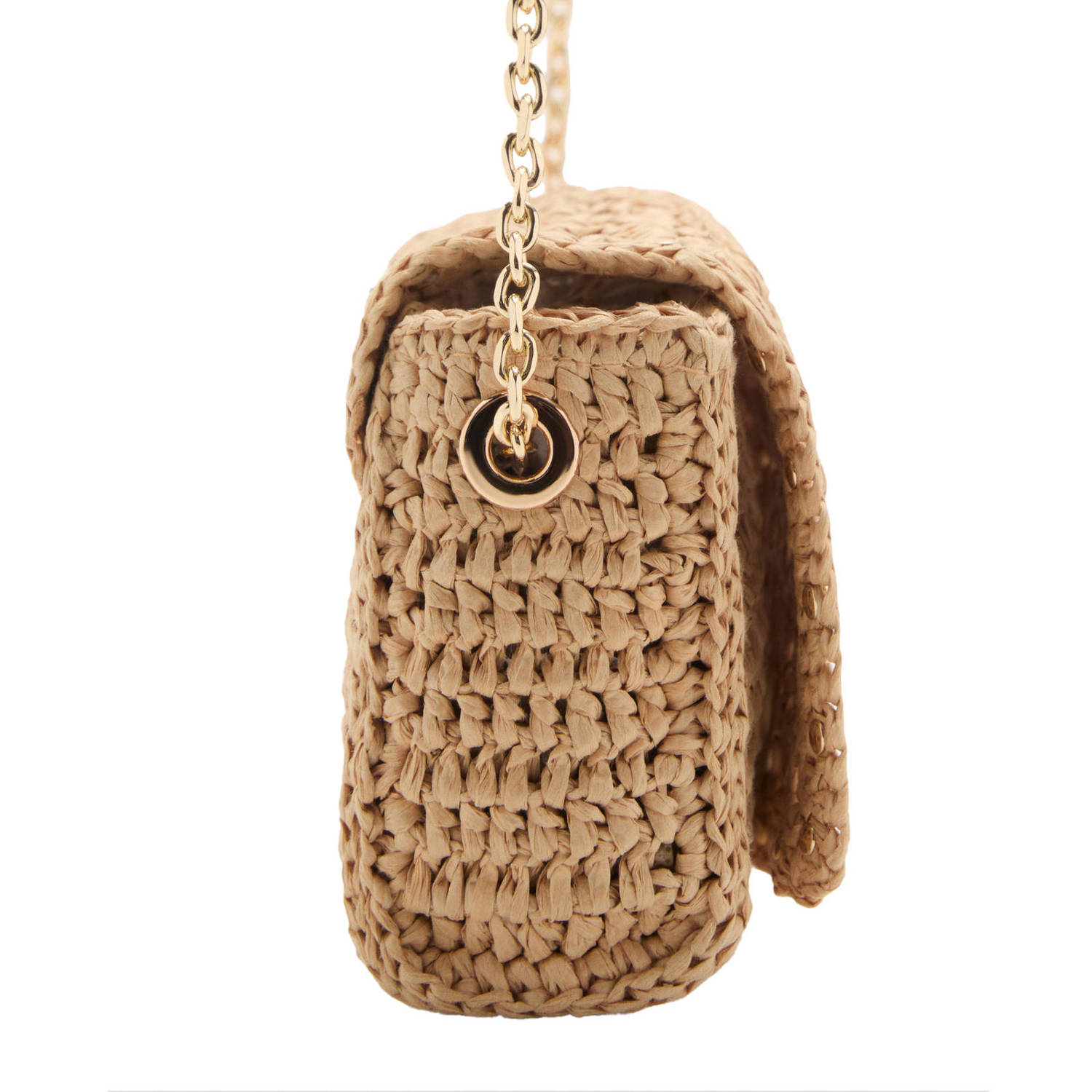Mango raffia crossbody tas naturel