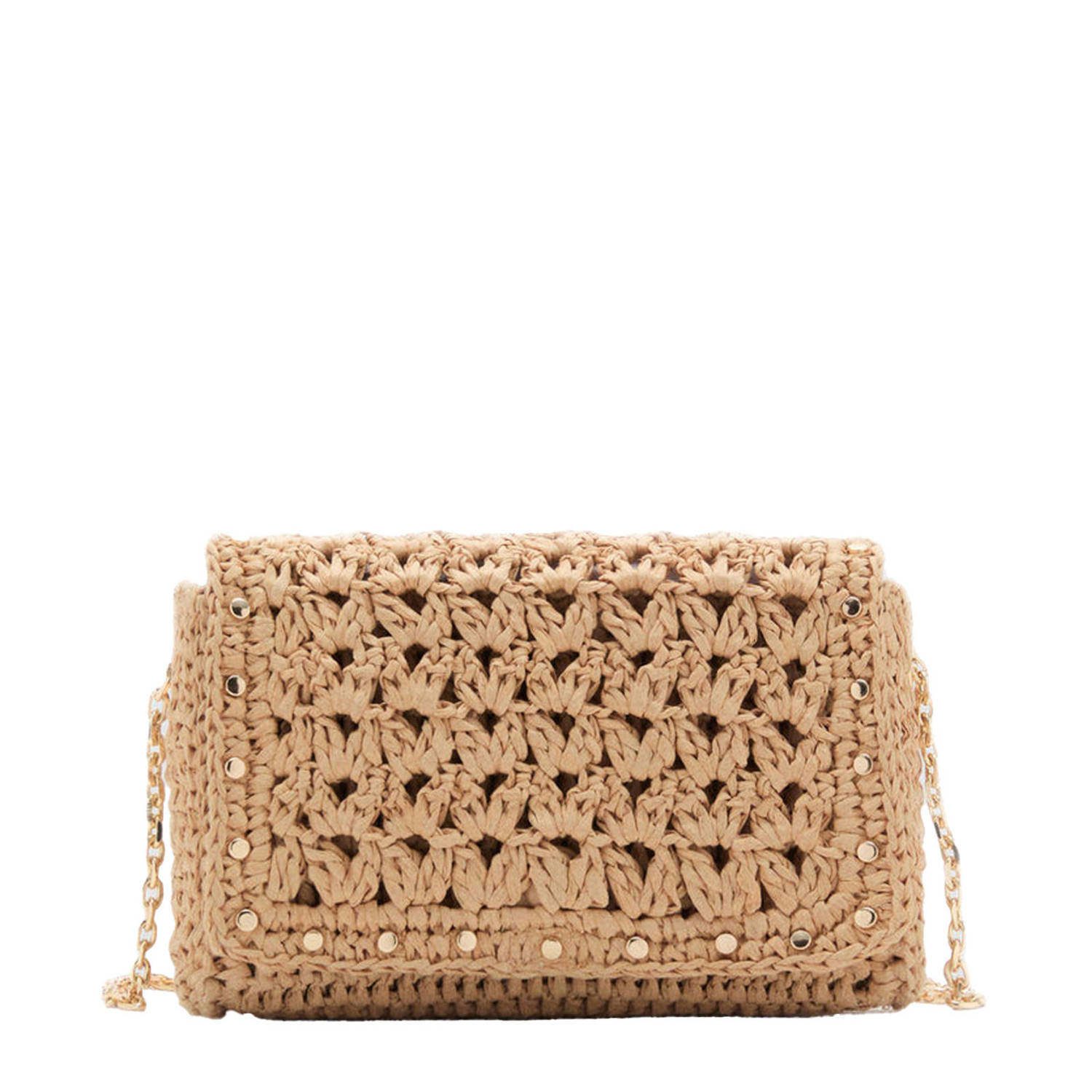 Mango raffia crossbody tas naturel