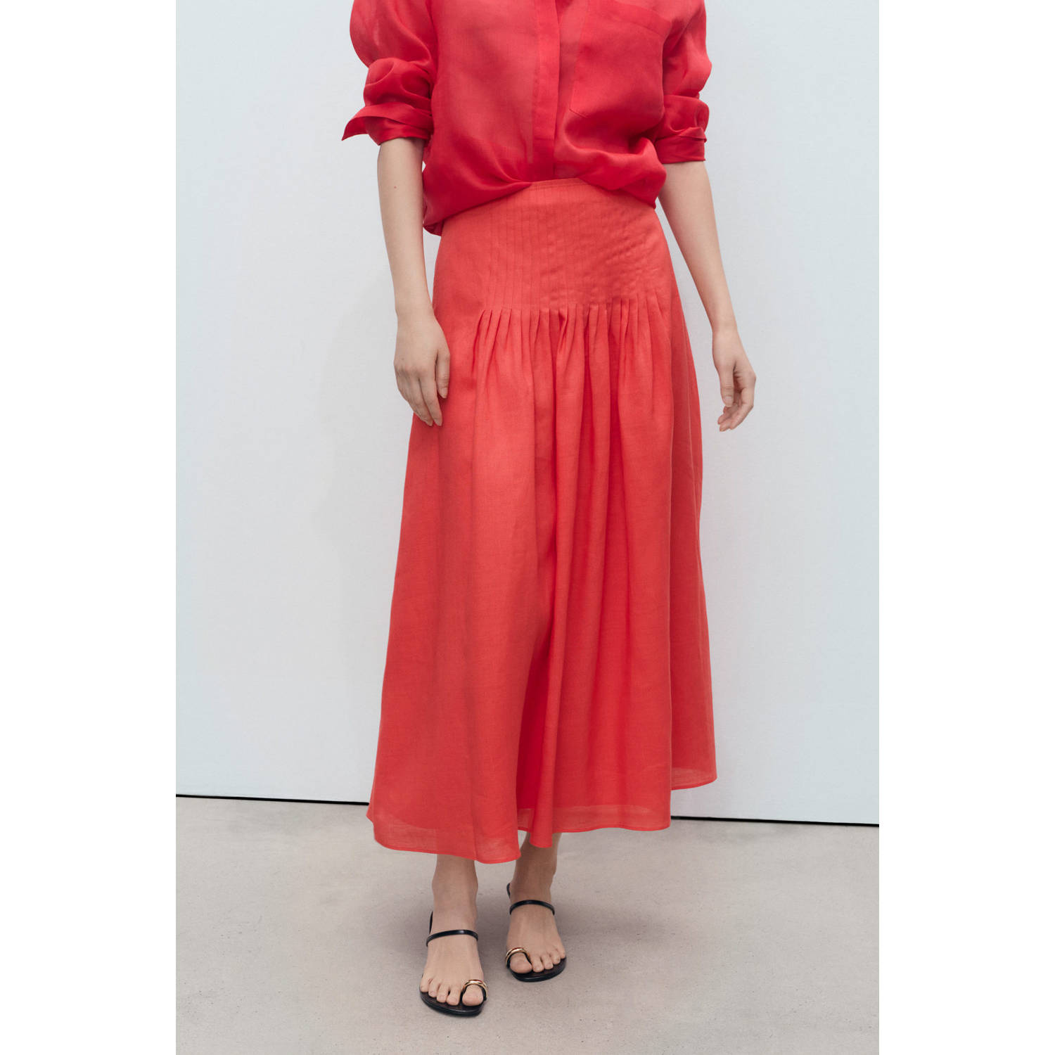 Mango midi rok rood