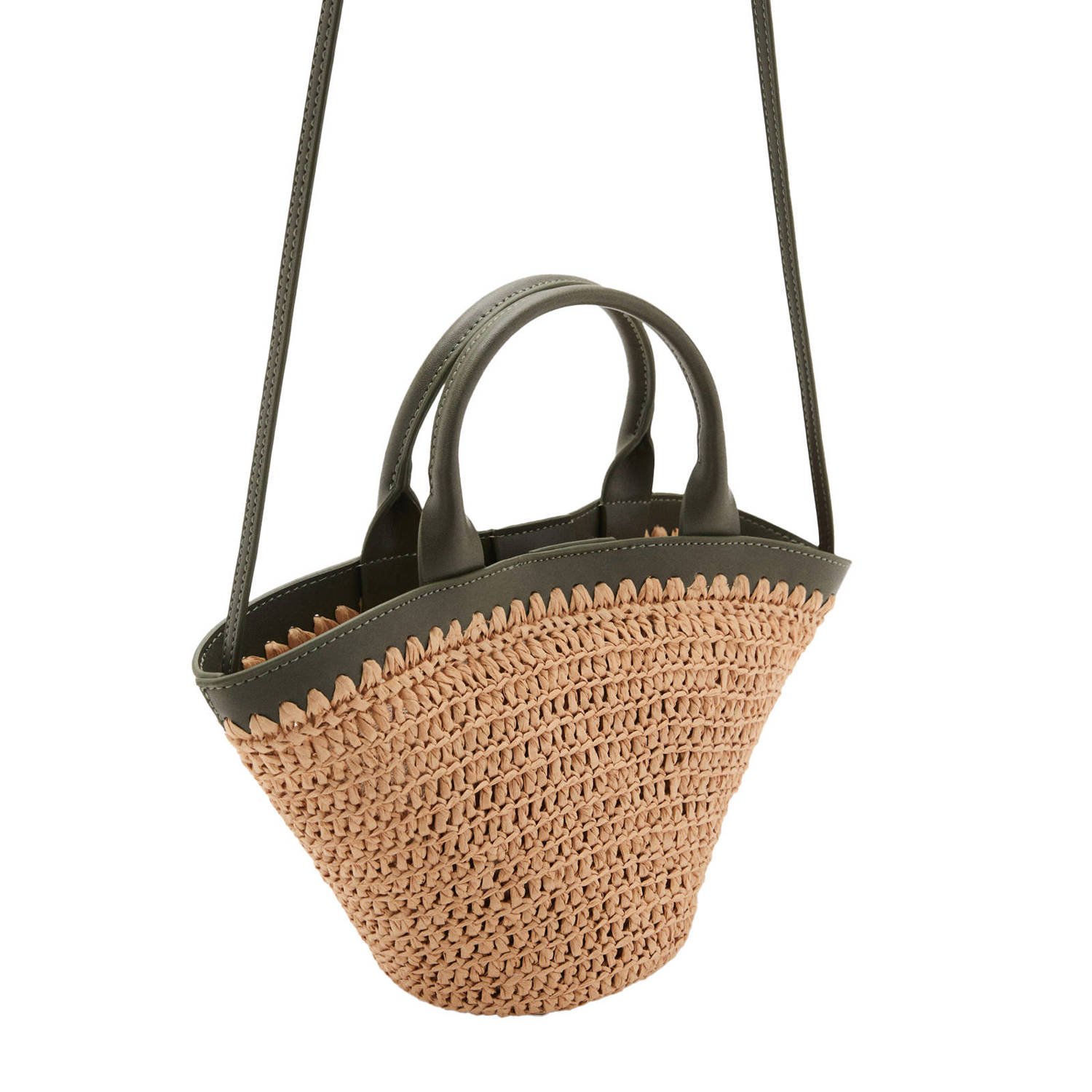 Mango raffia mini shopper naturel kaki