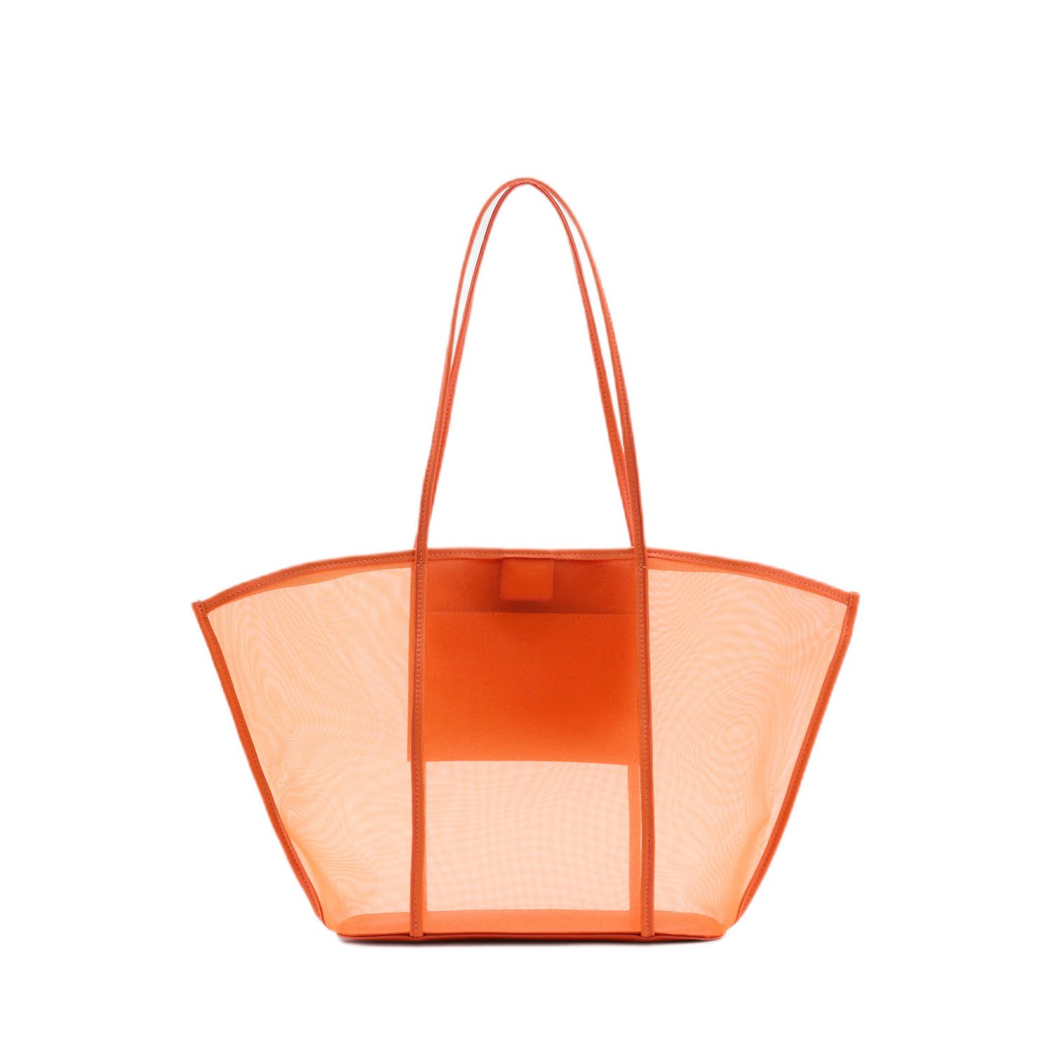 Mango semi-transparante shopper oranje
