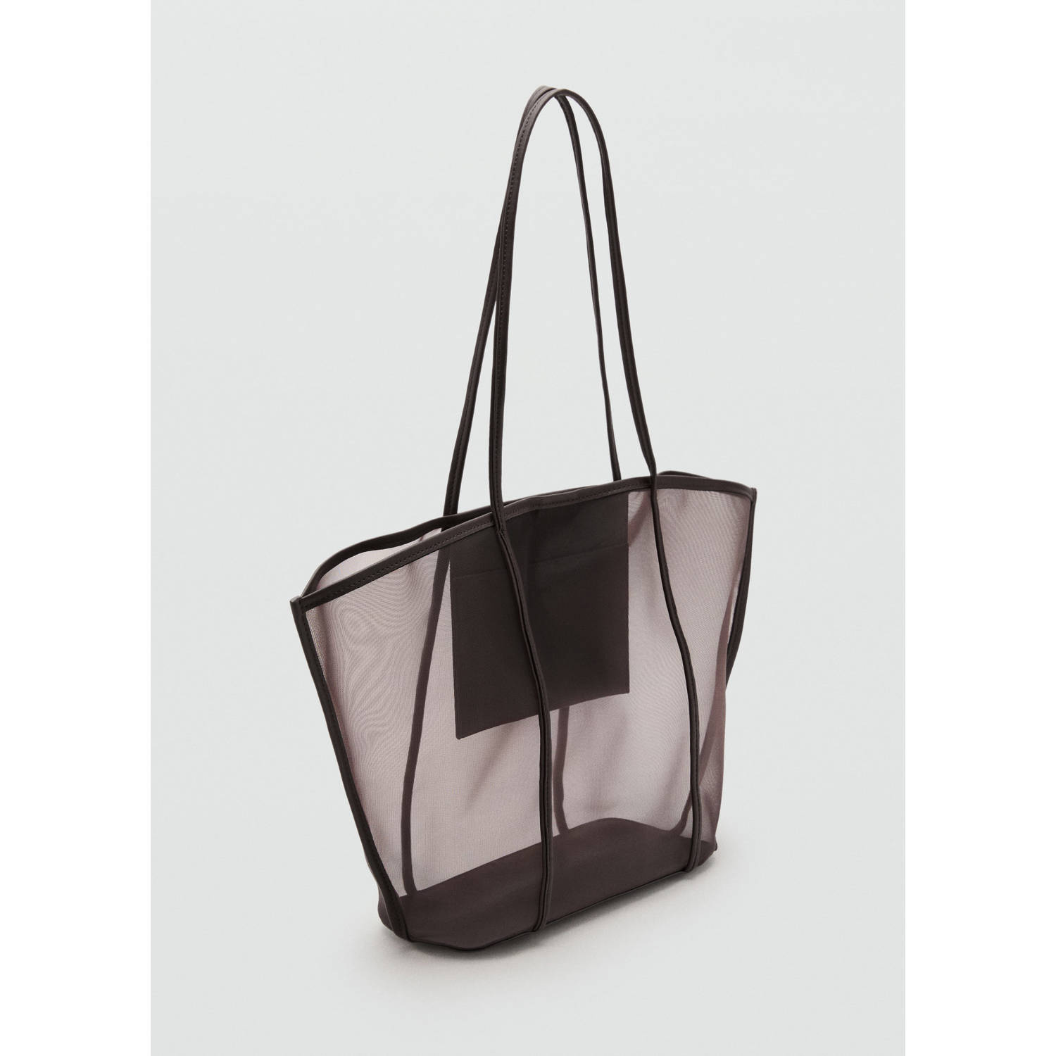 Mango semi-transparante shopper donkerbruin