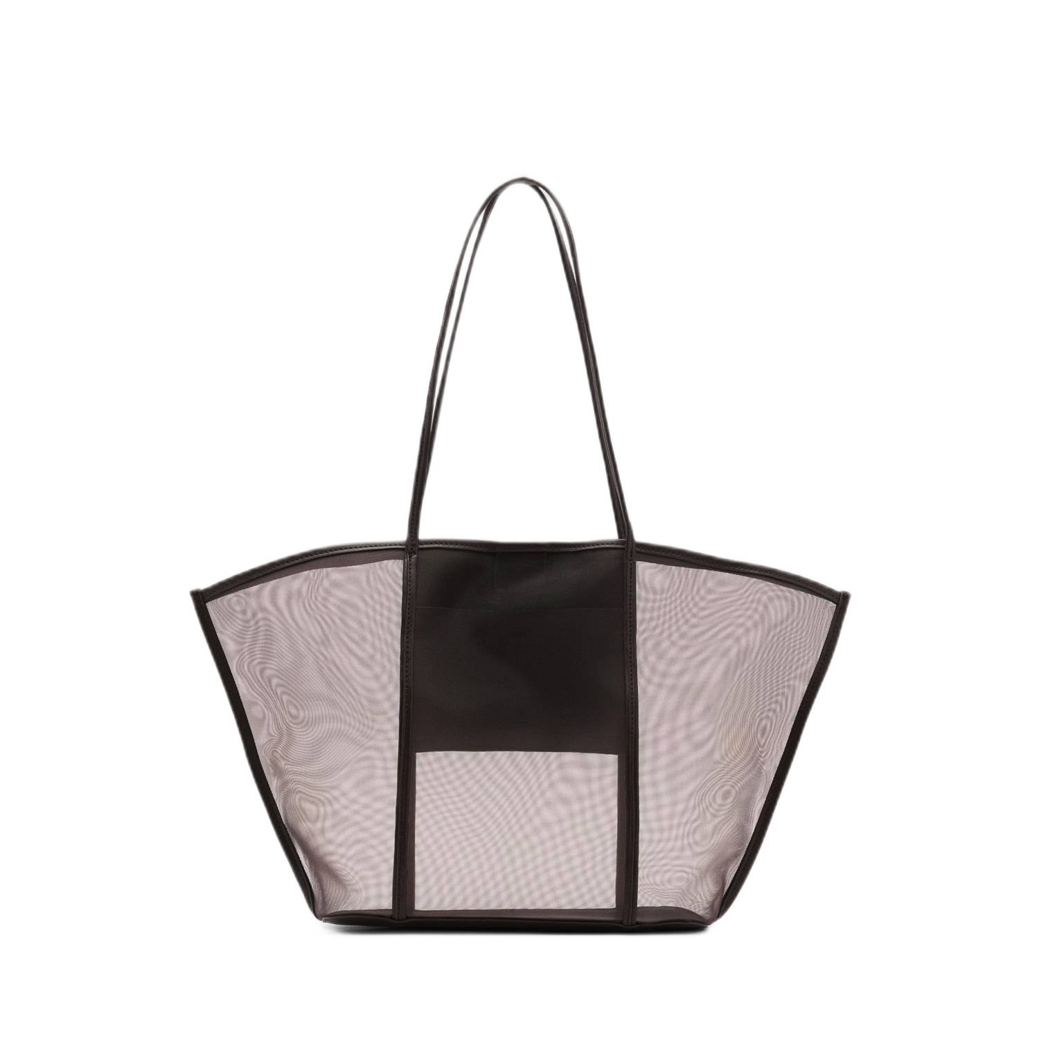 Mango semi-transparante shopper donkerbruin