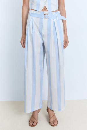 wide leg regular waist casual broek lichtblauw