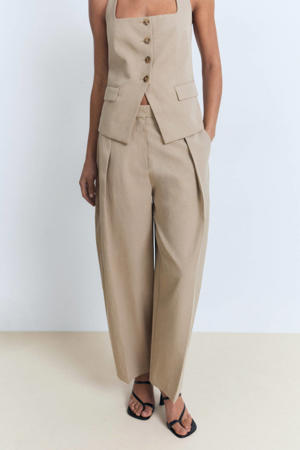 linnen barrel high waist pantalon beige