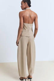 thumbnail: Mango linnen barrel high waist pantalon beige