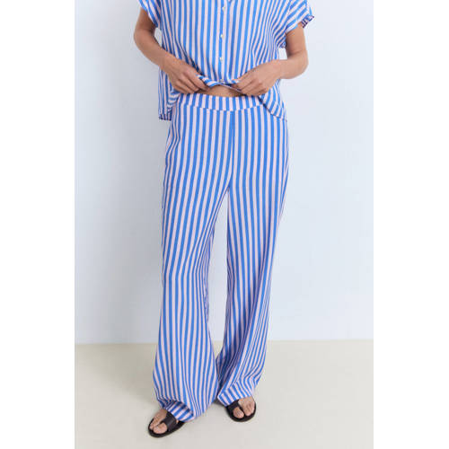 Mango wide leg regular waist broek blauw afbeelding