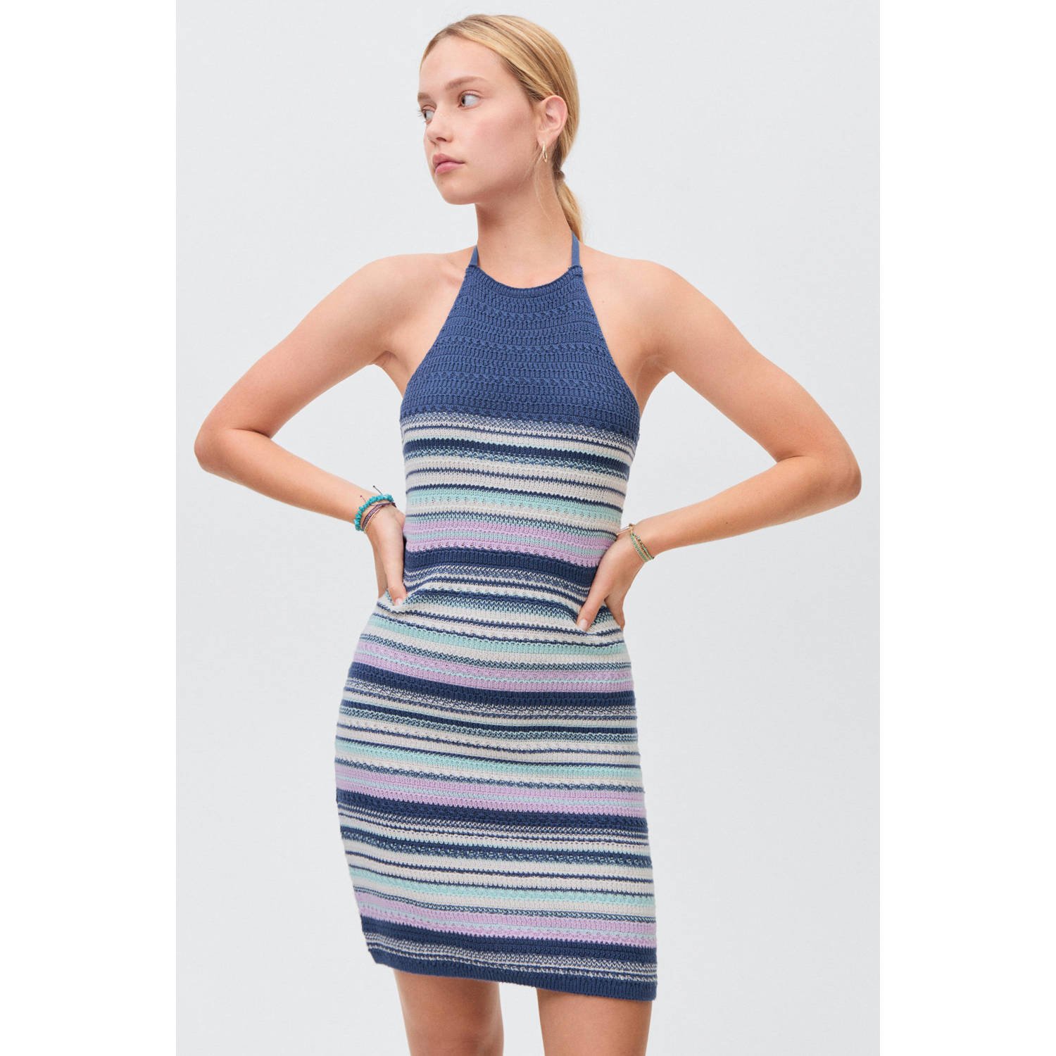 MANGO TEEN halterjurk donkerblauw
