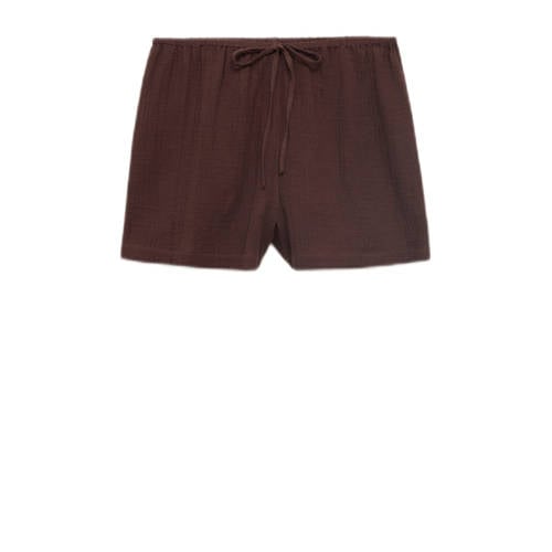 Mango wide leg regular waist casual short donkerbruin afbeelding