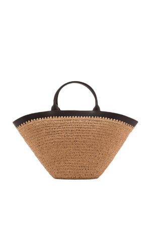  raffia shopper naturel/donkerbruin