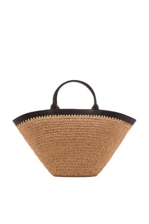 raffia shopper naturel/donkerbruin