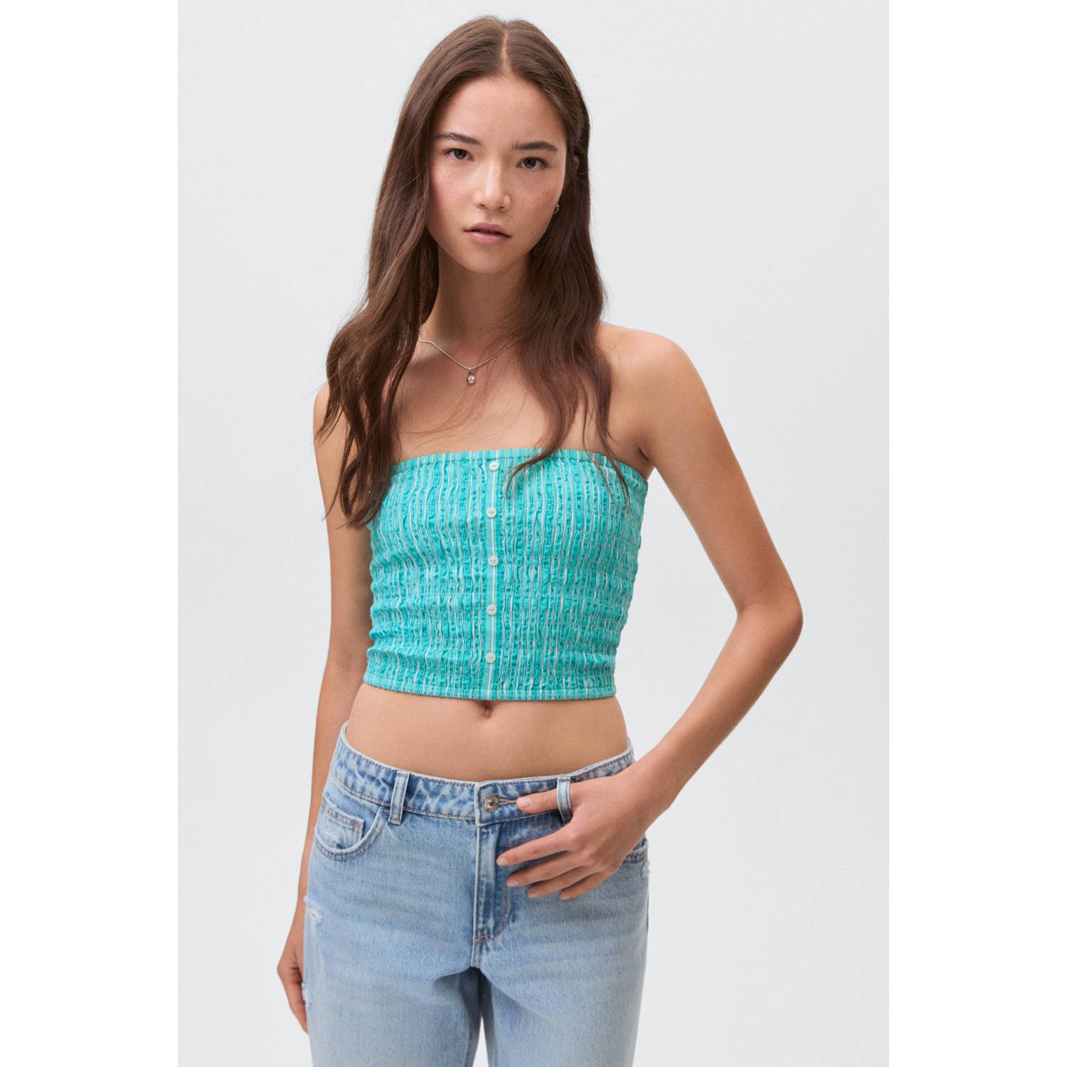 MANGO TEEN strapless top turquoise