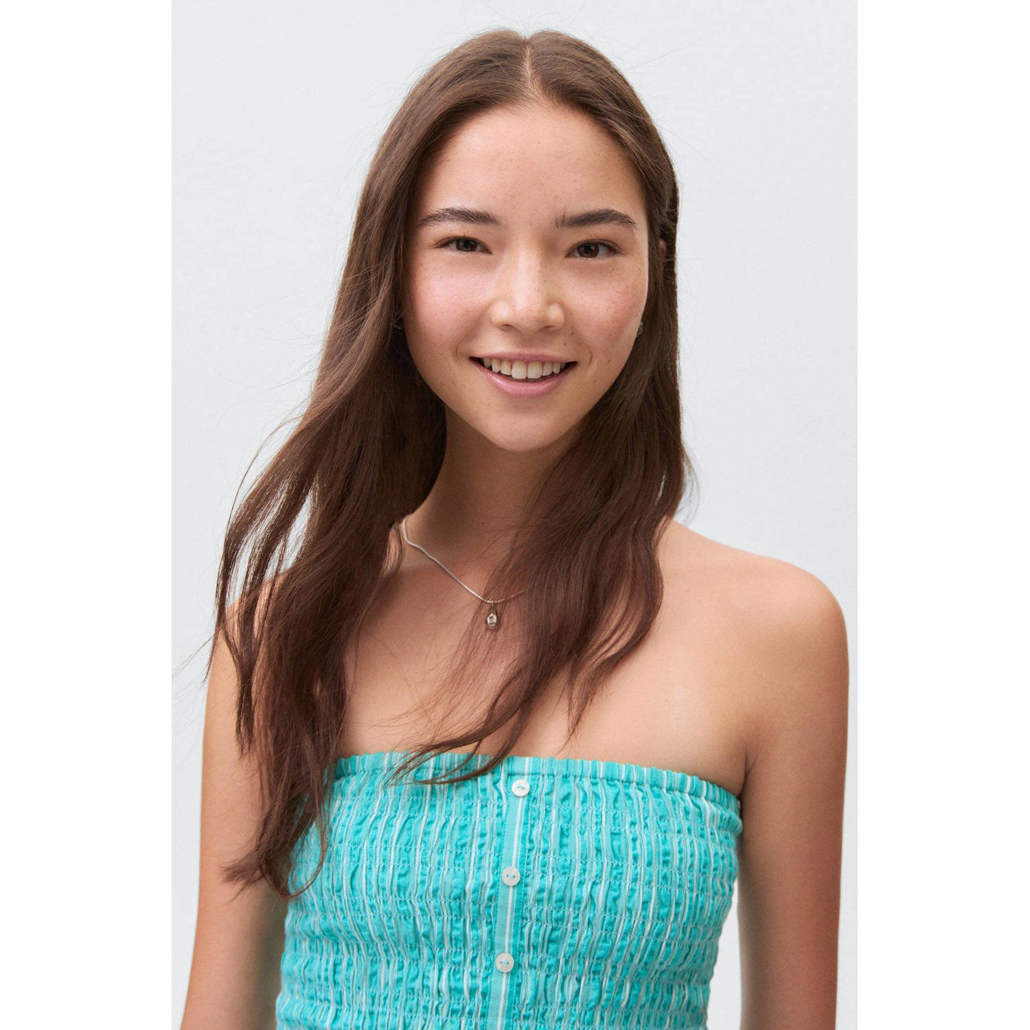 MANGO TEEN strapless top turquoise