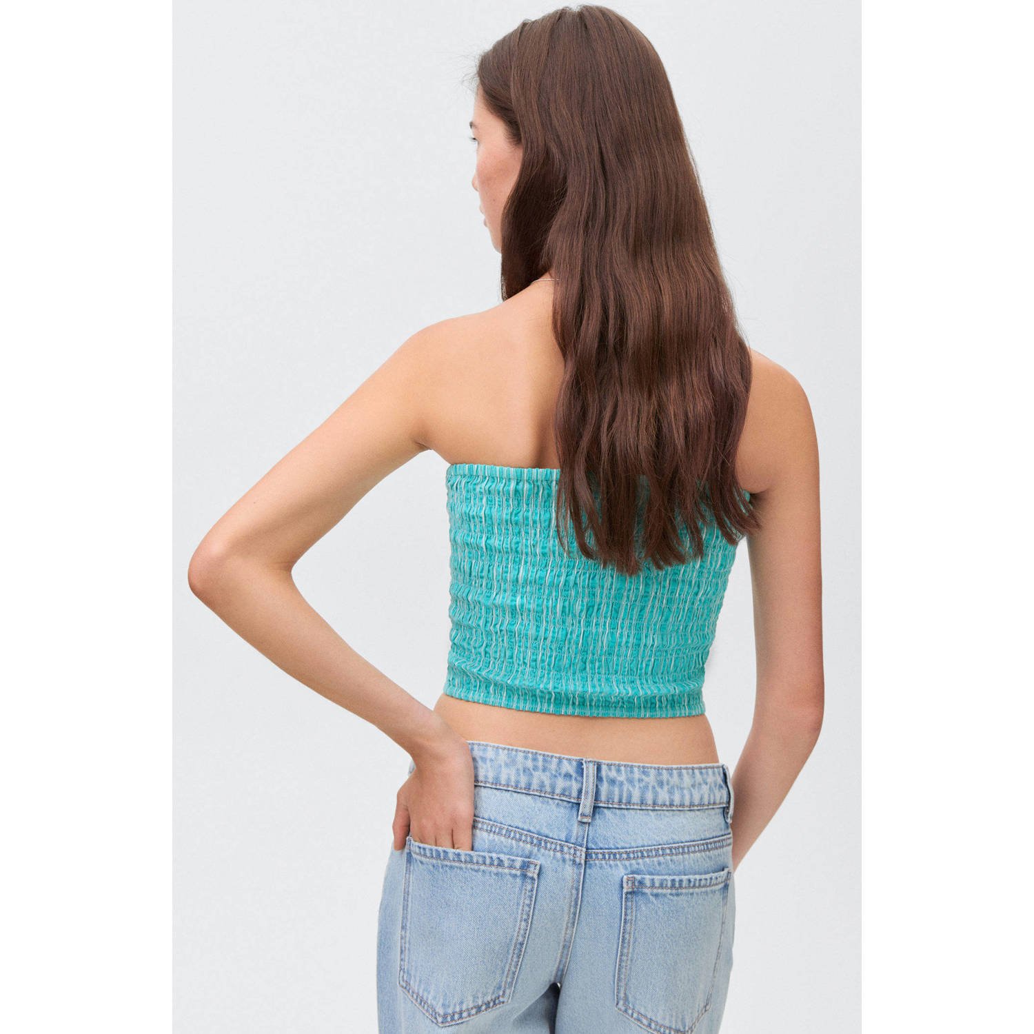 MANGO TEEN strapless top turquoise