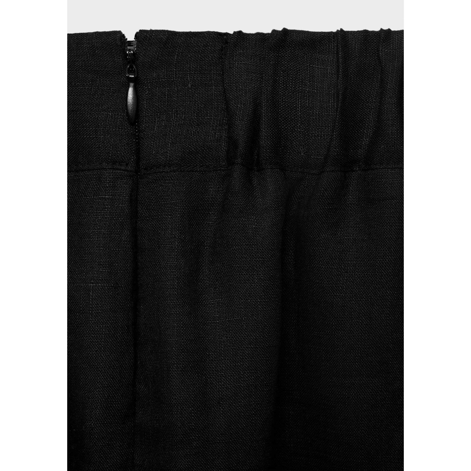 Mango linnen midi rok zwart