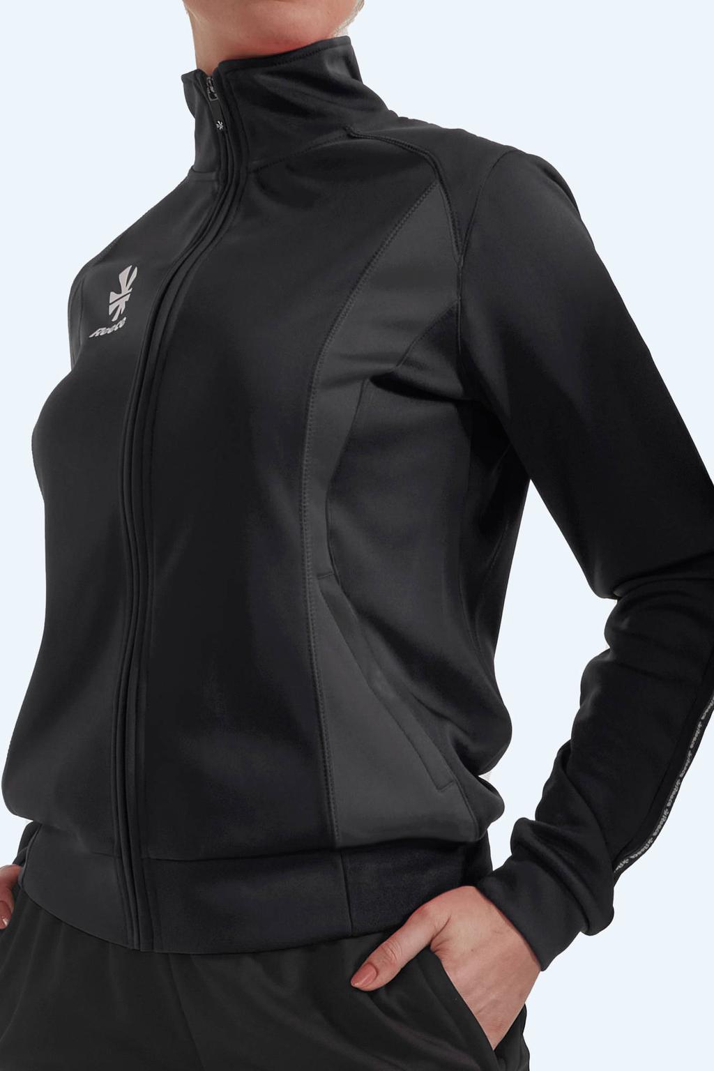 Zwarte dames Reece sportvest Shift van polyester met lange mouwen en opstaande kraag