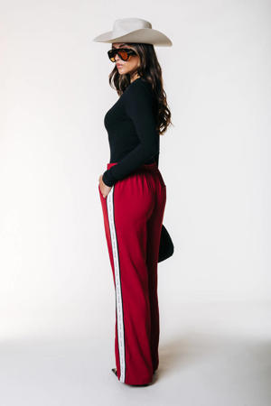 wide leg regular waist casual broek rood