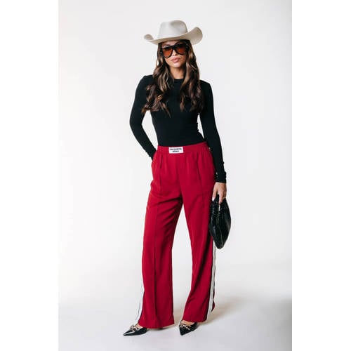 Colourful Rebel wide leg regular waist casual broek rood afbeelding