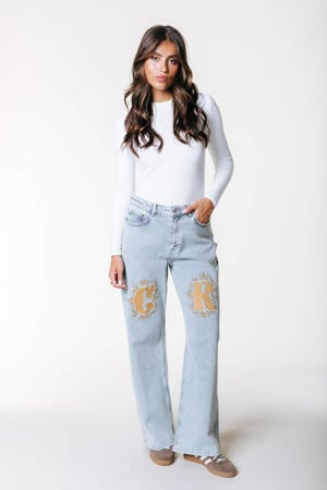wide leg jeans light blue denim