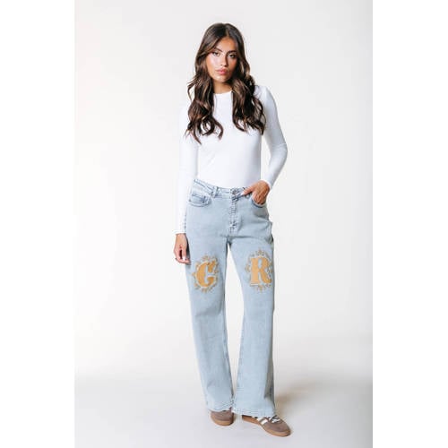 Colourful Rebel wide leg jeans light blue denim afbeelding