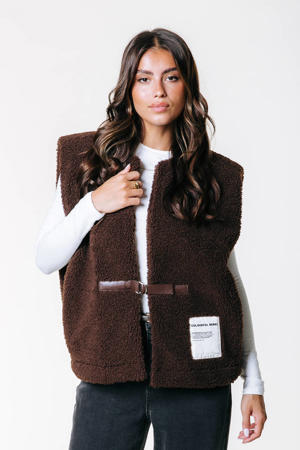 teddy gilet bruin