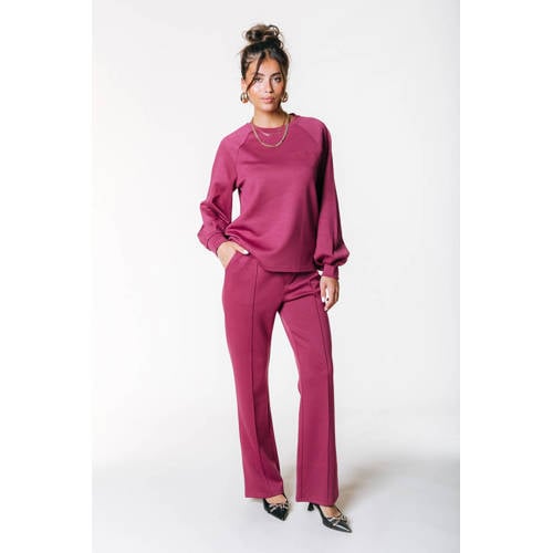 Colourful Rebel wide leg regular waist broek donkerrood afbeelding