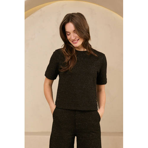 Lofty Manner glitter top zwart met glitter afbeelding
