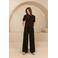 Lofty Manner wide leg regular waist broek zwart met glitter