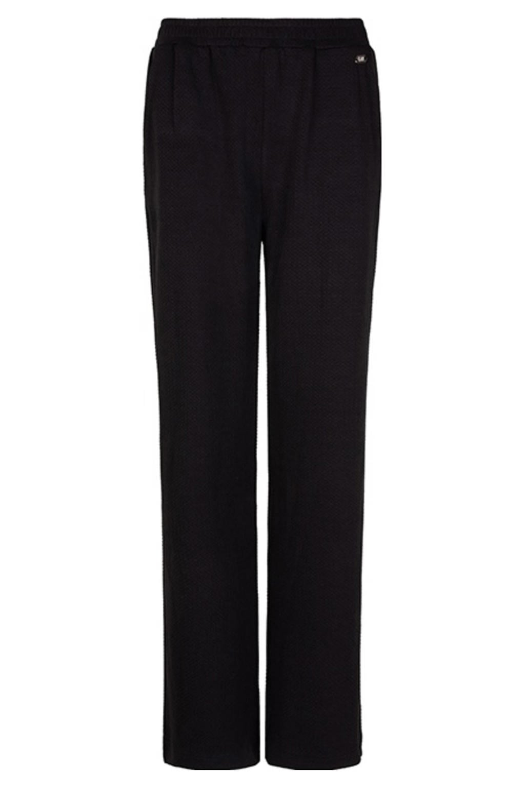 Zwarte dames Lofty Manner straight high waist broek van polyester met elastische tailleband en effen