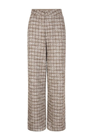 bouclé straight regular waist broek beige