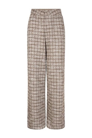 bouclé straight regular waist broek beige