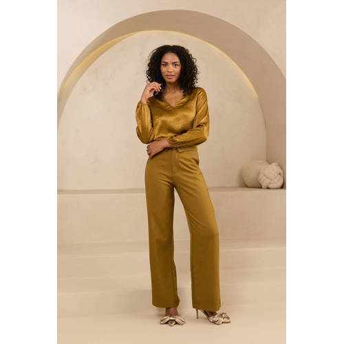 Lofty Manner wide leg regular waist broek camel afbeelding