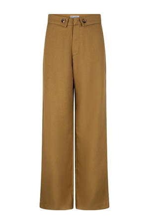 wide leg regular waist broek camel