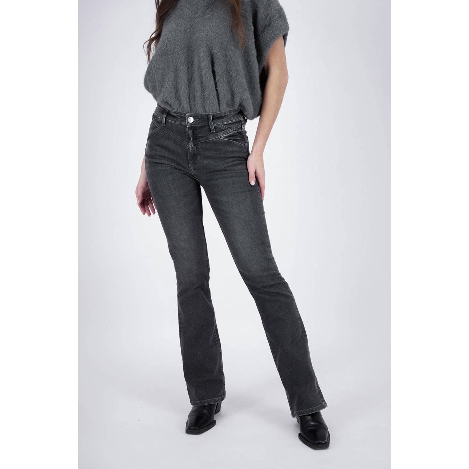 Raizzed high waist flared jeans grey denim