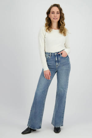 high waist wide jeans medium blue denim