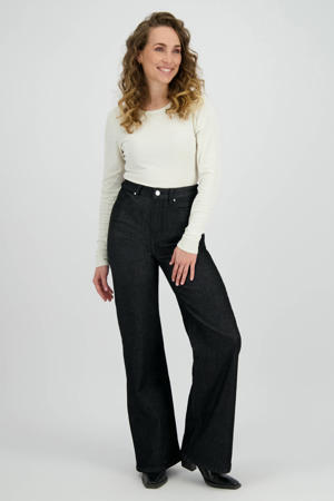 high waist flared jeans black denim