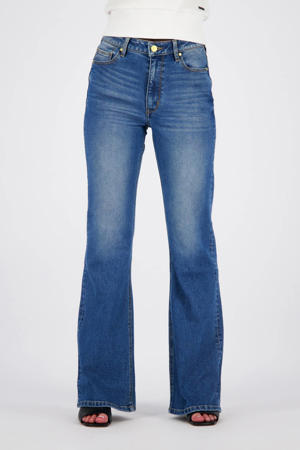 high waist flared jeans medium blue denim
