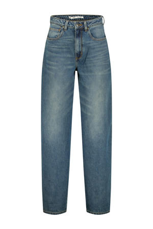 high waist barrel jeans medium blue denim