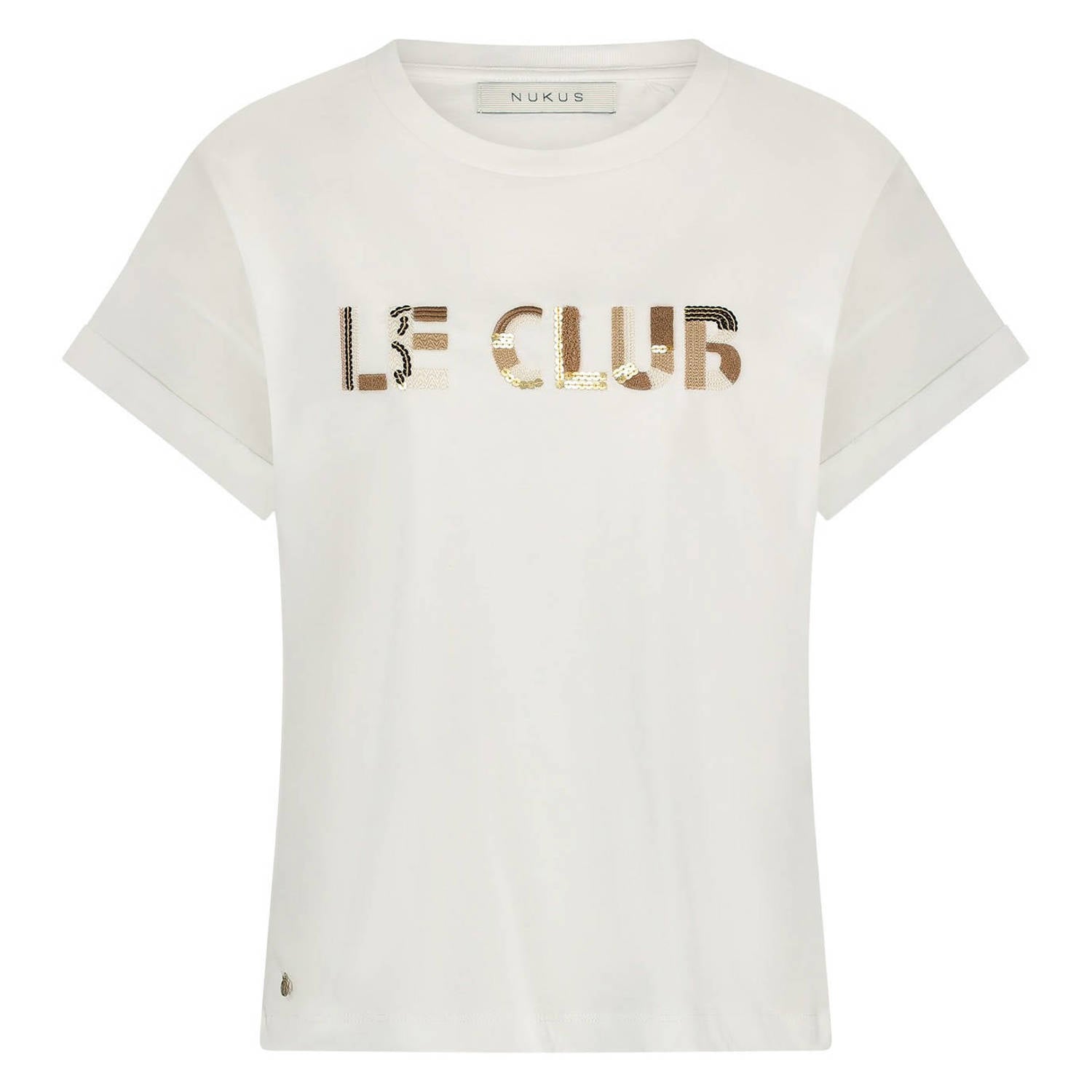 NUKUS T-shirt wit met pailletten