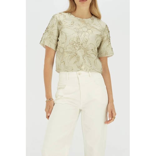 JOSH V top beige met lurex afbeelding